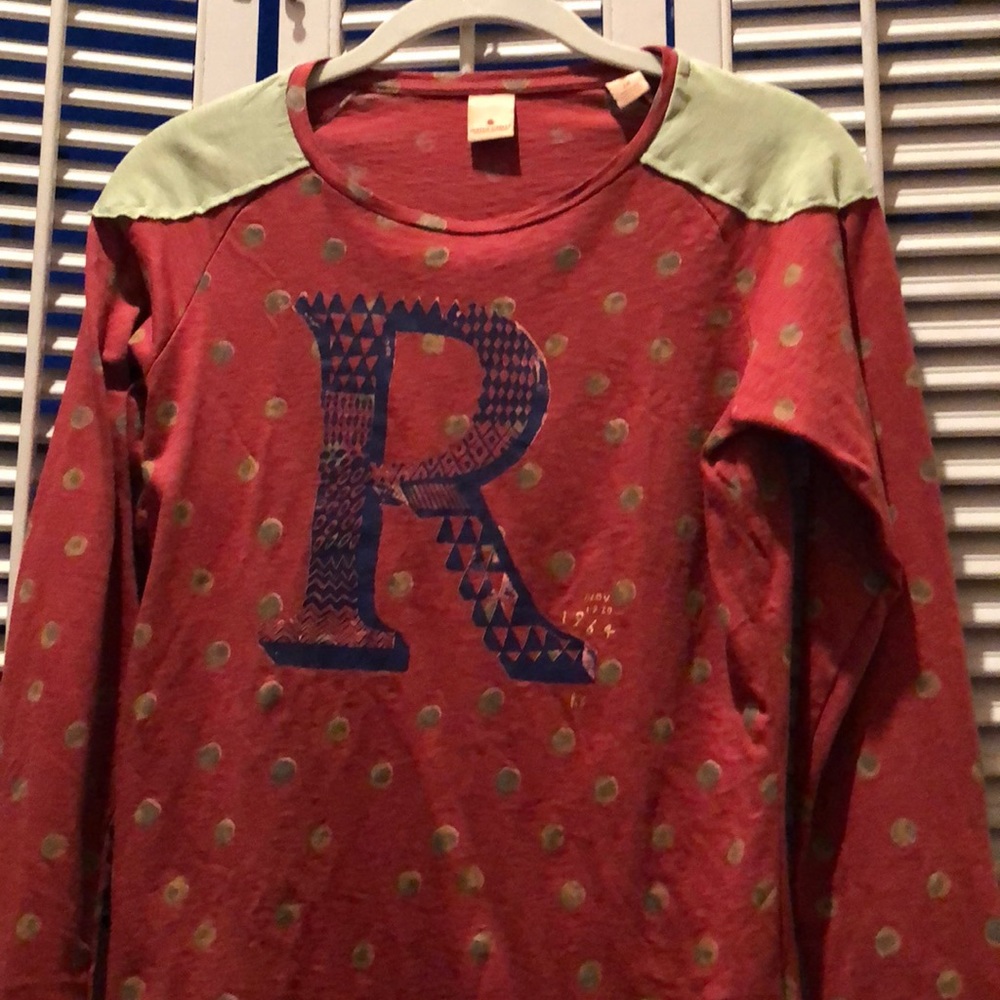 R printed polka dot long sleeve tee